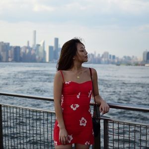 Reformation Rooney mini dress red hawaiian floral